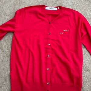 Red cardigan